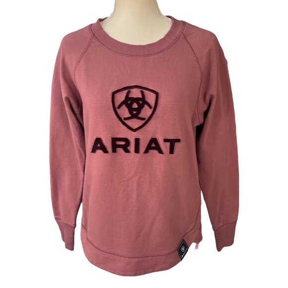 Ariat Women's Benicia Sweatshirt Raised Velvet Logo Blush Rose Size Medium - Picture 1 of 8